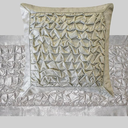 The HomeCentric King/Queen/Twin Silver Decorative Bed Runner King 90"x18" Bed Runner Without Pillow Cover, Foil, Knotted,Textured Bed Scarf on Jacquard Fabric - Polished Silver