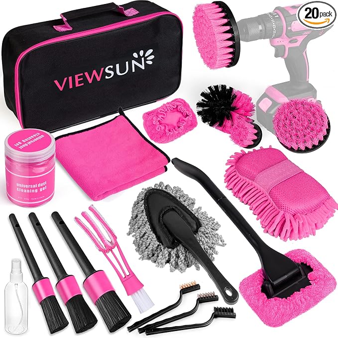 Viewsun 20PCS Car Cleaning Kit, Windshield Cleaning Tool, Detailing Brushes by Viewsun