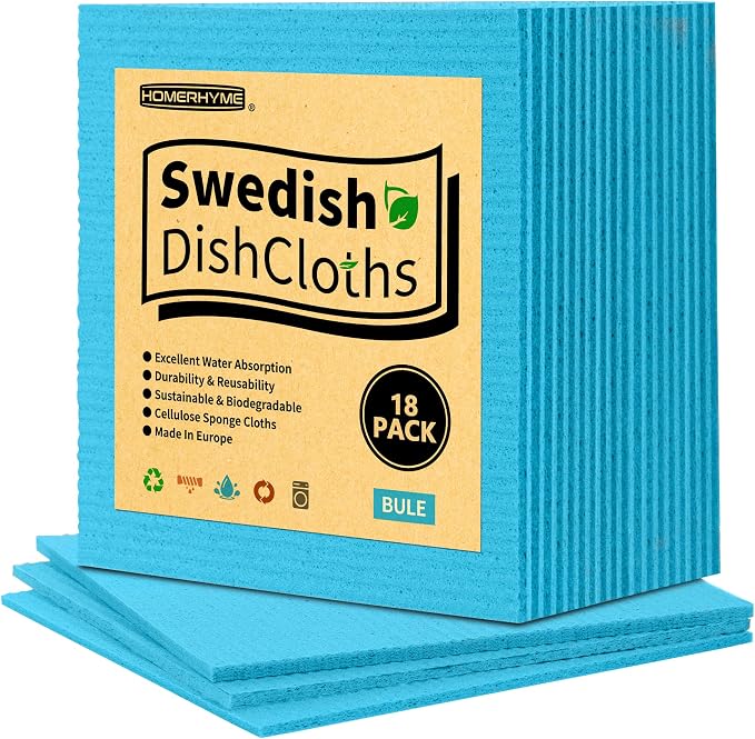 HOMERHYME Swedish Dishcloths, 18 Pack Kitchen Towels Dish Rags, Absorbent by HOMERHYME