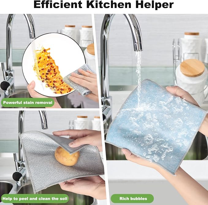 20pcs Non Scratch Wire Dishcloth Multipurpose Wire Dishwashing Rag - Image 4