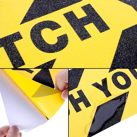 Boao 4 Pieces Watch Your Step Stickers Sign 6 x 24 Inch Caution Watch Your Step - Image 6