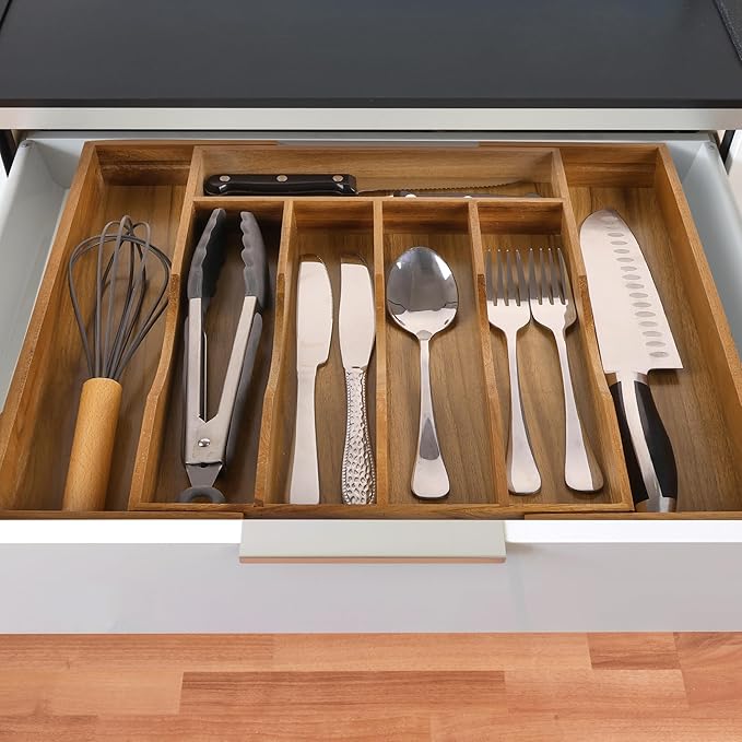 Expandable Acacia Kitchen Drawer Organizer - Image 5