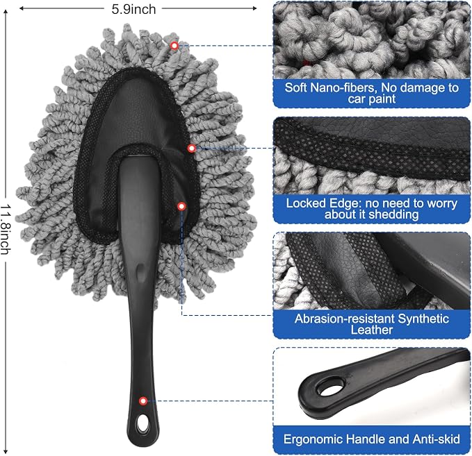 Car Interior Duster Detailing Brush Set Cleaning Gel Kit, Soft Microfiber - Image 2