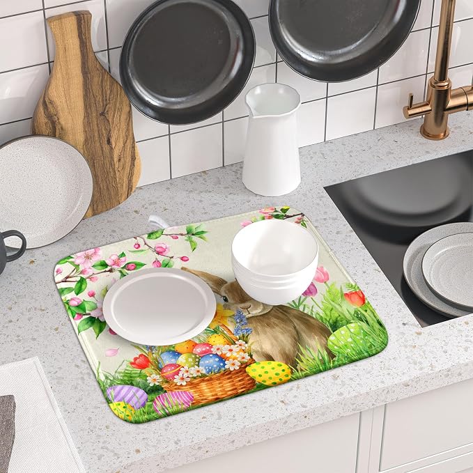 Easter Bunny Colorful Eggs Dish Drying Mat - Image 6