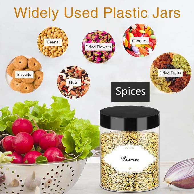 8 OZ Plastic Jars with Lids, Slime Containers with Lids 48 Pcs Airtight Round - Image 4