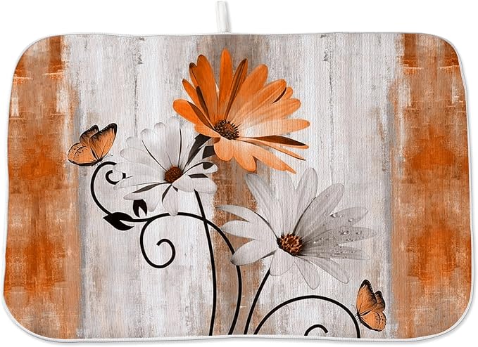 Floral Dish Drying Mat 18x24 Inches by OFIRD