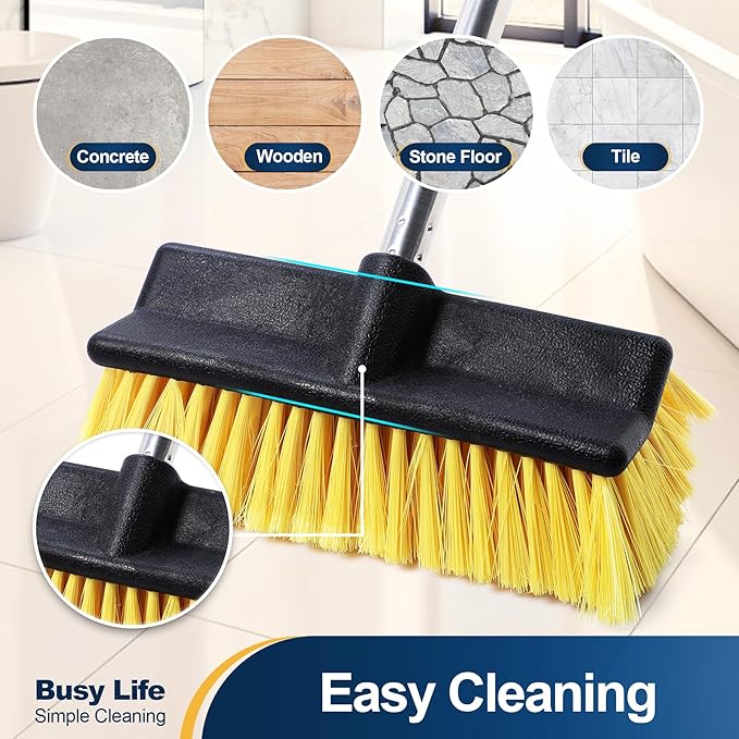 Yocada Deck Brush with 4-Section Extendable Handle Floor Scrub Brush Soft - Image 3