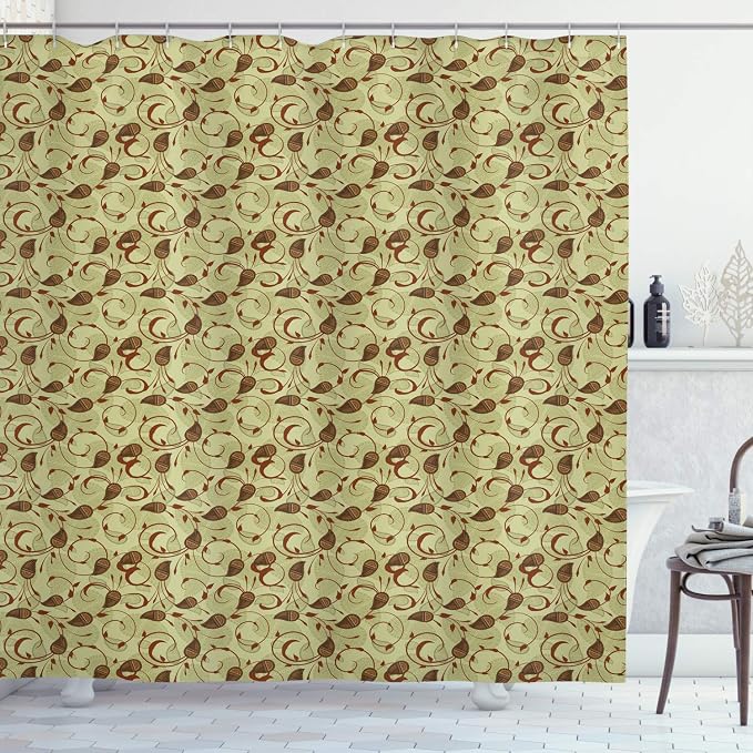 Ambesonne Paisley Shower Curtain, Modern Design of Classic Eastern Leafy Motif by Ambesonne
