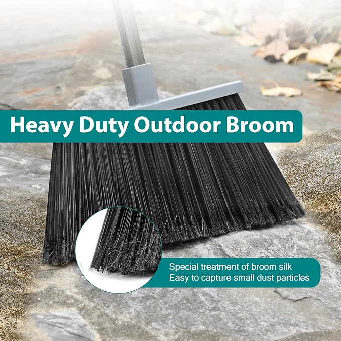 PBHEPJ Broom, Outdoor Broom for Floor Cleaning, Hard Bristle Angle Broom for - Image 3
