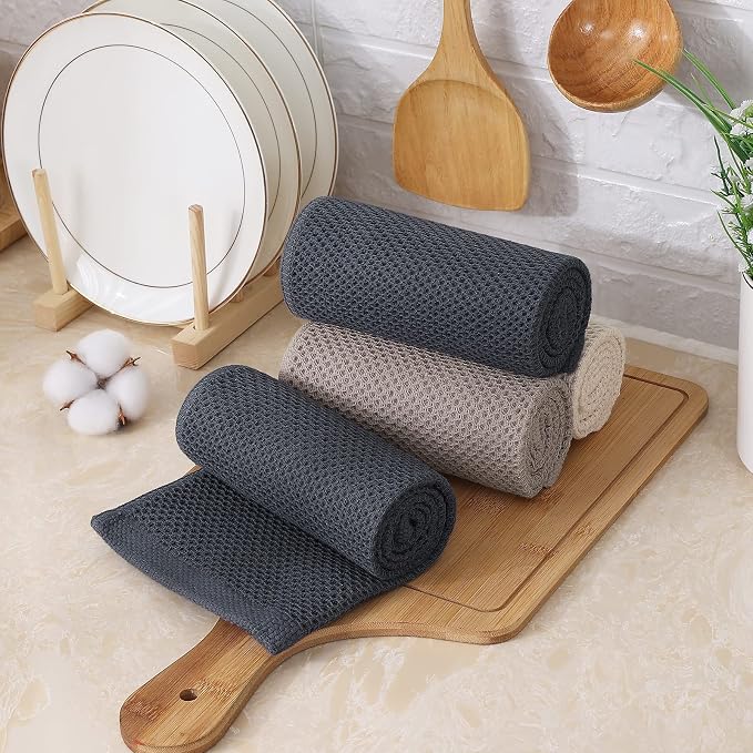 Kitinjoy 100% Cotton Waffle Weave Kitchen Hand Towels - Image 7