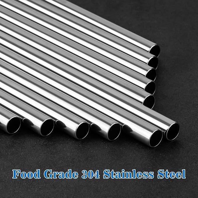 Tomorotec 30oz Straws, 0.35"/9mm Diameter Sleek Metallic Finish- 7 Straight - Image 3