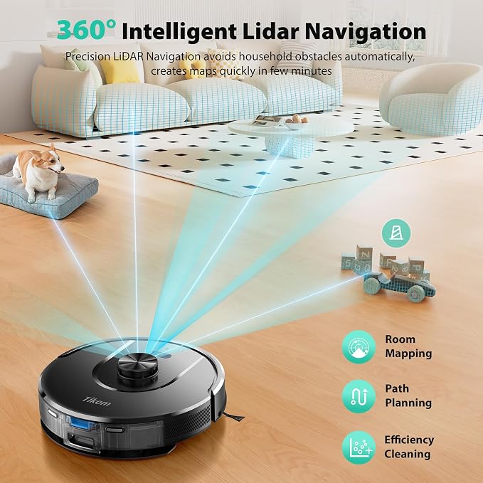 Tikom Robot Vacuum and Mop, 6000Pa Robotic Vacuum Cleaner - Image 4