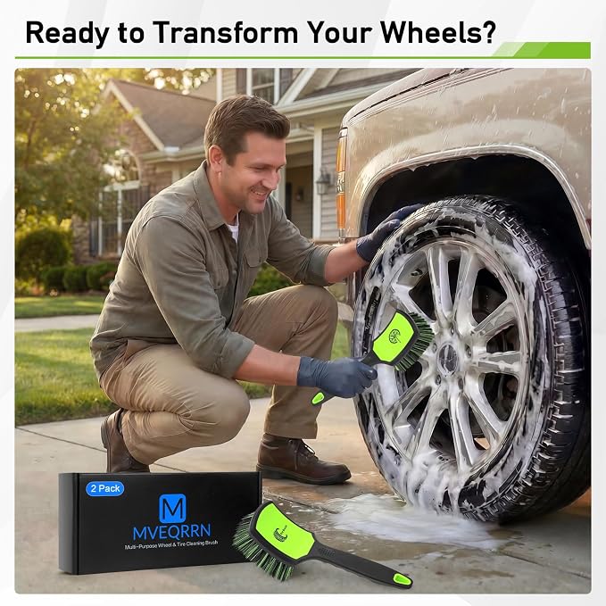 Non-Scratch 2-Pack Car Wheel Tire Cleaning Brush Kit:Soft &Stiff Bristle - Image 7