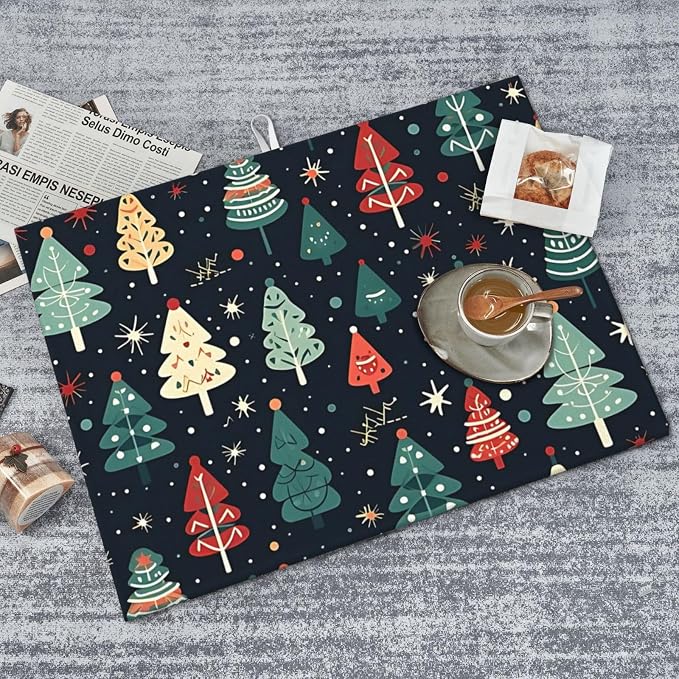 Cute Christmas trees Dish Drying Mat 18x24 inches Microfiber Absorbent Fast Dry - Image 8