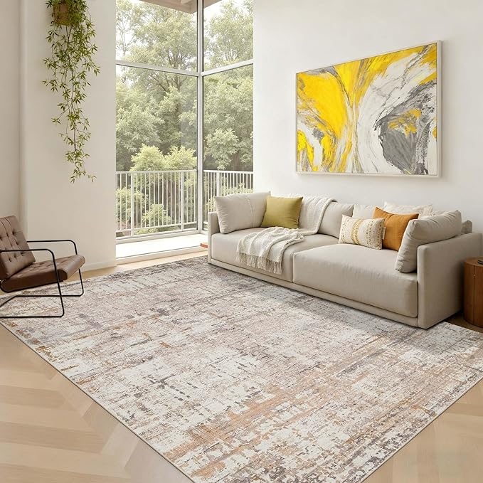 5x7 Area Rugs for Bedroom Living Room, Non-Slip Washable Modern Neutral by Rugxara