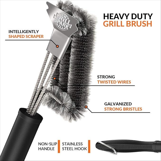 BBQ Grill Brush and Scraper 18" | Stainless Steel Cleaning Brush Accessories | - Image 2