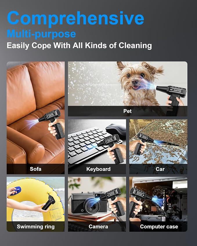 Compressed Air Duster-150, 000RPM Electric Cleaner, Rechargeable Cordless Air - Image 6