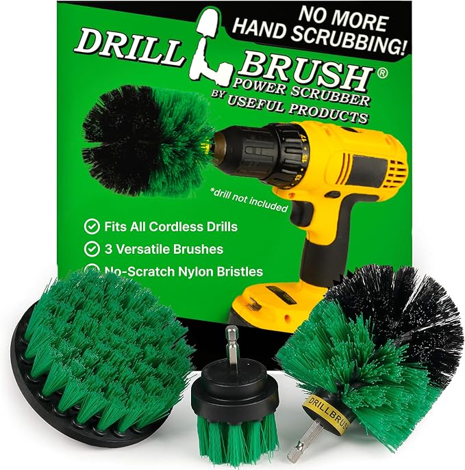 Drillbrush Green Kitchen Drill Brush Set – Drill Powered Cleaning Tools by Drillbrush