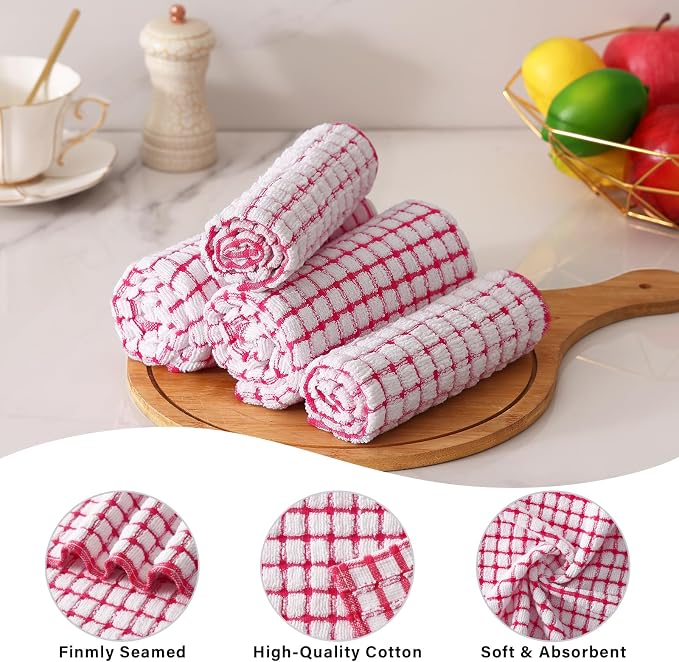 Homaxy Kitchen Towels and Dishcloths Set, 16 x 25 and 12 x 12 Inches, Super - Image 4