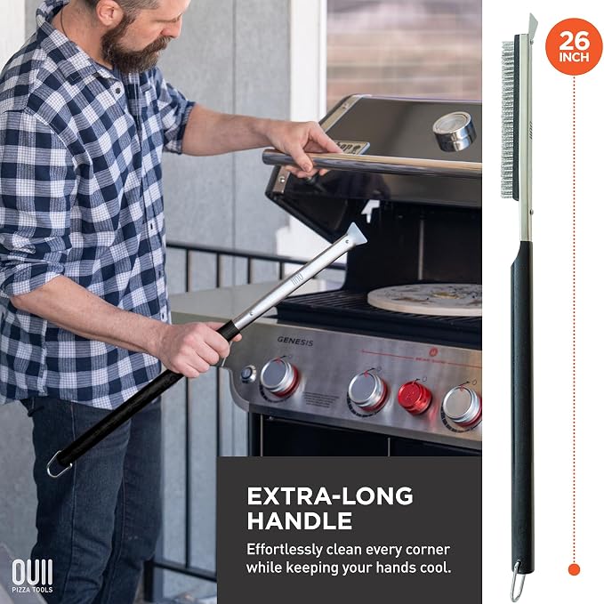 26'' Pizza Oven Brush with Stone Scraper - Image 4