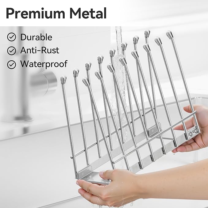 Plastic Bag Drying Rack, Metal Reusable Silicone Ziplock Bag & Bottle Drying - Image 4