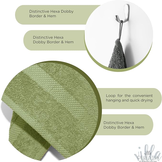 100% Cotton Hand Towel Set of 2, Sustainable, Highly Absorbent, Quick Drying - Image 4