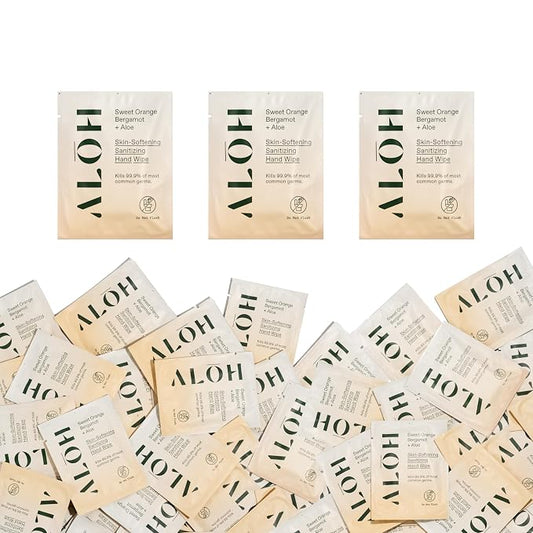 ALŌH Skin - Softening Sanitizing Hand Wipes – Sweet Orange Bergamot - 1 Box of by AL%C5%8CH