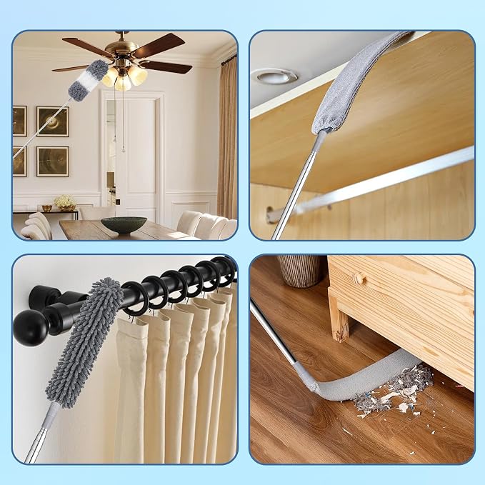 Microfiber Duster with Extension Pole 27-80 Inch, Stainless Steel Telescopic - Image 7