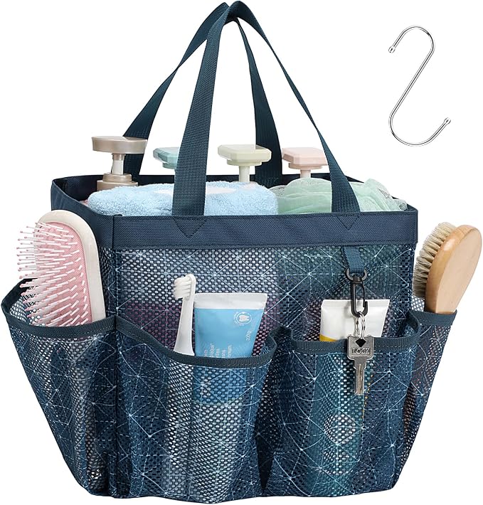 F-color Mesh Shower Caddy Portable, Upgrade Deeper 7 Pockets Shower Bag Basket by F-color