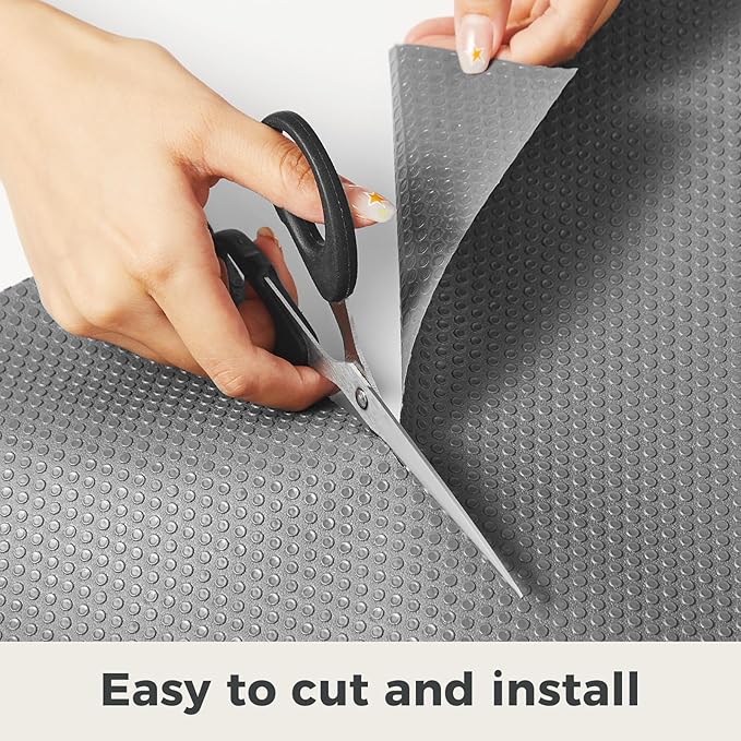 100% EVA Shelf Liner for Kitchen Cabinet, 18" x 120" Drawer Liners Non Adhesive Non Slip Waterproof Plastic Paper, Dresser Pantry Bathroom Refrigerator Protector, Grey