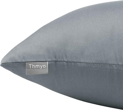 Thmyo 4-Pack 100% Cotton Comfortable Solid Decorative Throw Pillow Case, Square Cushion Cover Pillowcase Sublimation Blank Pillow Covers DIY Throw Pillowcase for Sofa(16x16 inch/ 40x40cm, Dark Grey)