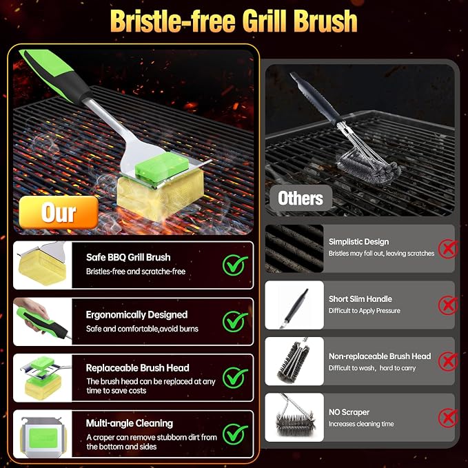 Grill Brush Bristle Free for Outdoor Grill, Steam Grill Cleaning Brush - Image 7