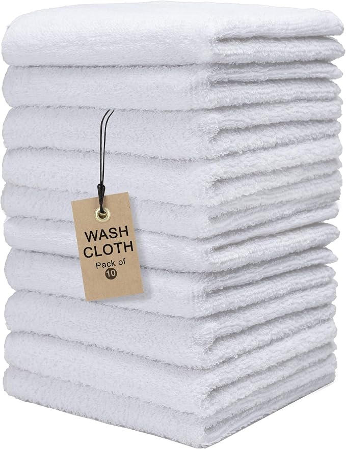 Textila Terry Wash Cloths – Pack of 10, 12x12 Inches – Soft, Absorbent & by TEXTILA