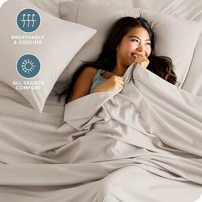 Bare Home California King Sheet Set - 1800 Ultra-Soft Microfiber Bed Sheets - Double Brushed - Deep Pockets - Easy Fit - 4 Piece Set - Bed Sheets (Cal King, Wheat)