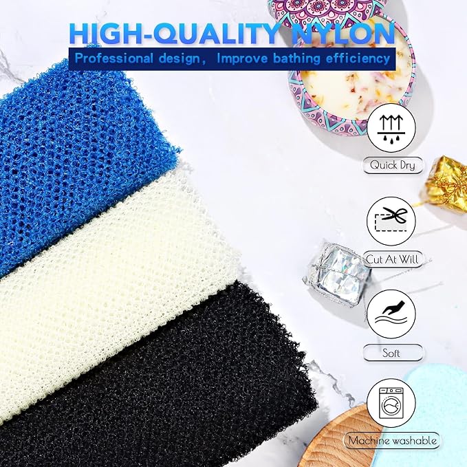 UJFQBH 3 Pieces African Bath Sponge African Net Long Net Bath Sponge - Image 3
