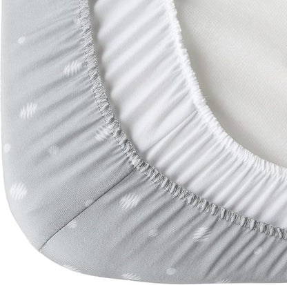 Bassinet Sheets 2 Pack, Fit for SNOO Smart Sleeper, UPPAbaby Bassinet, Chicco LullaGo Anywhere Bassinet and Moses Basket, Baby Boy/Girl, Ultra Soft & Super Stretchy, White & Grey Ball,13" x 30"