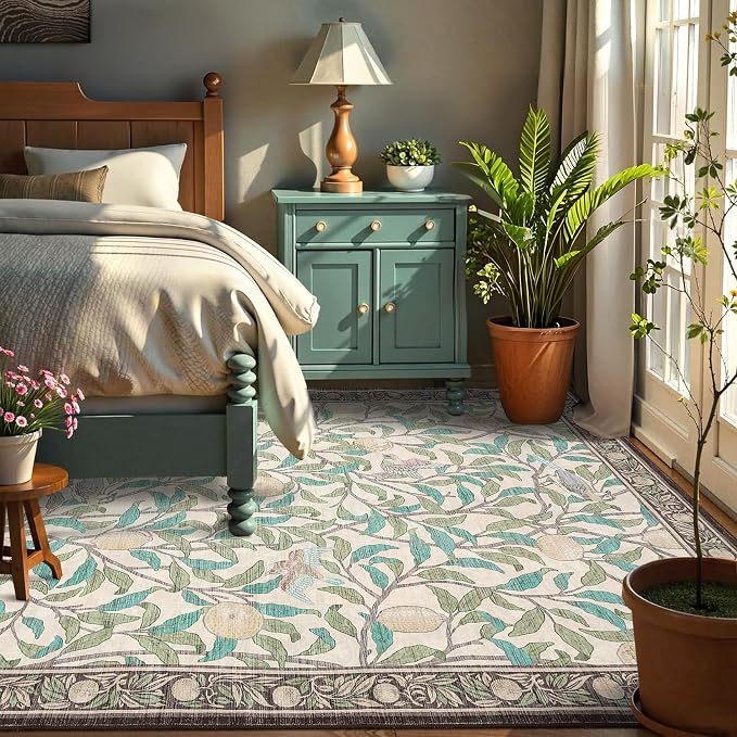 GarveeHome Boho Leaf Rugs for Bedroom, 5x7 Area Rugs for Living Room - Image 2
