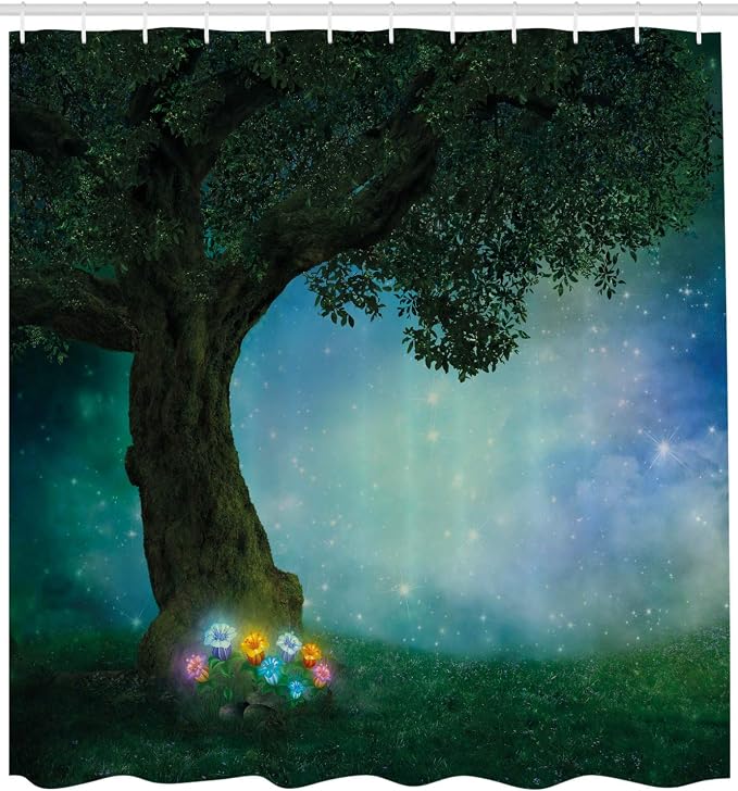 Ambesonne Forest Shower Curtain, Little Red Riding Hood Woodland at Night - Image 2