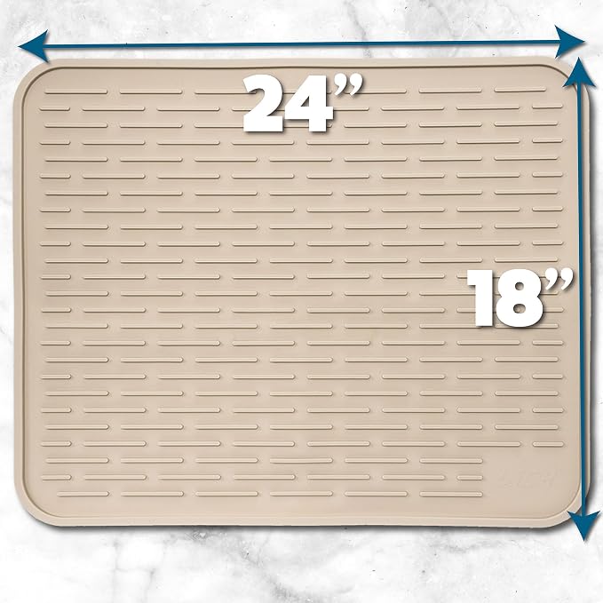 XXL Silicone Dish Drying Mat for Kitchen Counter or Under Sink, Waterproof Pet - Image 4