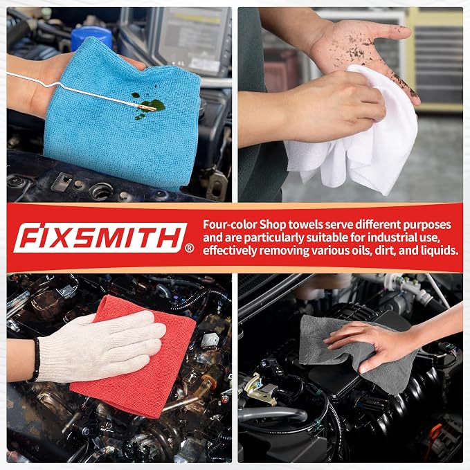 FIXSMITH Shop Towels, Microfiber Cleaning Cloth Bulk, 24 Pack Microfiber Towels - Image 6