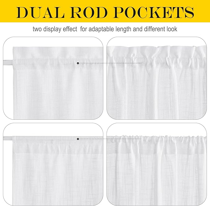 NICETOWN French Door Curtain Panel Linen Look Classroom Window Shade Sidelight - Image 2