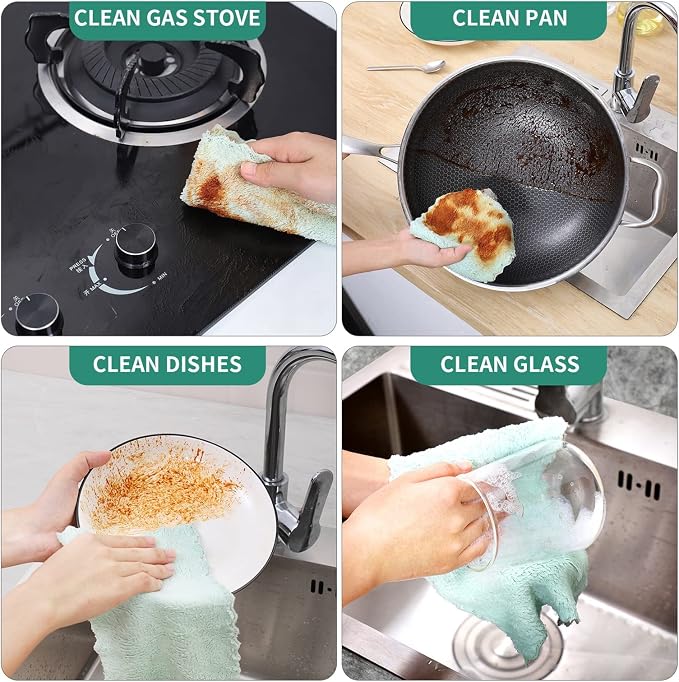 Bessrung 20 Pack Kitchen Dish Cloths, Super Absorbent Microfiber Cleaning Cloth - Image 4