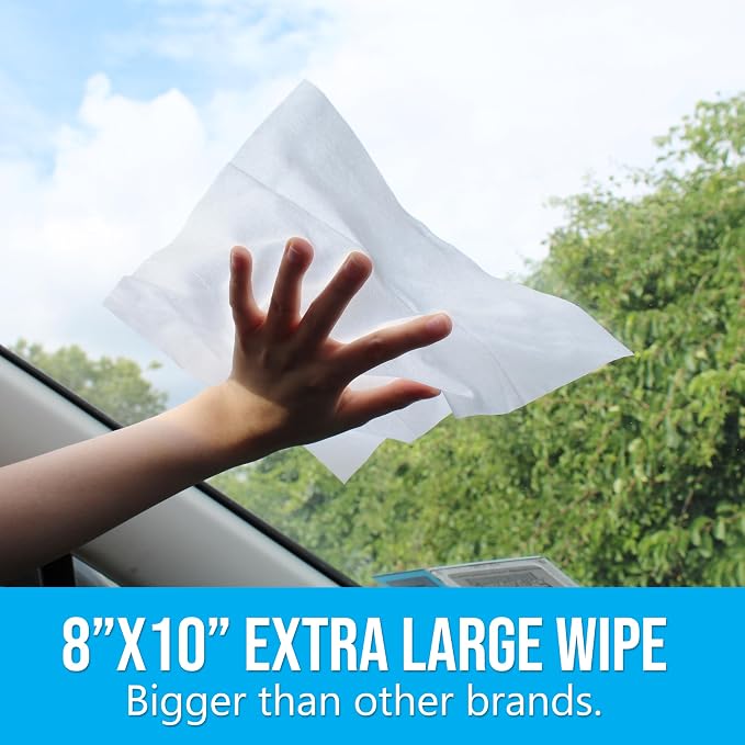 Air Jungles Glass and Window Cleaner Wipes 70 Count, Extra Large 8" x 10" Size - Image 4