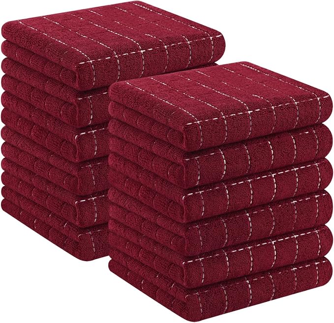Homaxy 100% Cotton Terry Kitchen Towels, Checkered Designed, Soft and Super by Homaxy