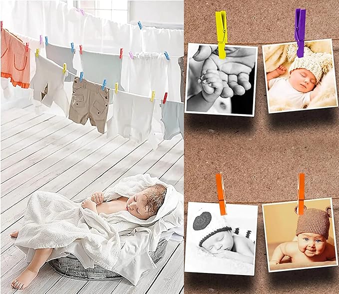 1.9" Pink Wooden Clothes Pins DIY Photo Garland Baby Shower Bag Clips - Image 3