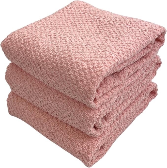 Serafina Home Light Pink Kitchen Hand Dish Towels: Oversized 28" x 18" by SerafinaHome