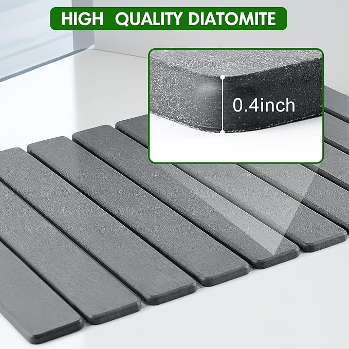 Stone Dish Drying Mat for Kitchen Counter | Diatomaceous Earth Water Absorbing - Image 7
