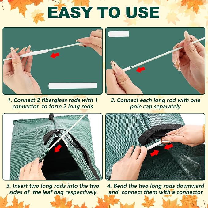 2 Pack 60 Gallon Large Leaf Collector, Dustpan-Style Lawn and Leaf Bags - Image 6