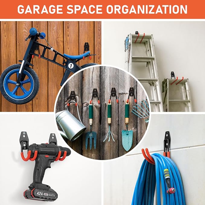 42 Pack Garage Hooks Heavy Duty, Rust-Resistant Solid Steel Wall Mount Hangers - Image 4