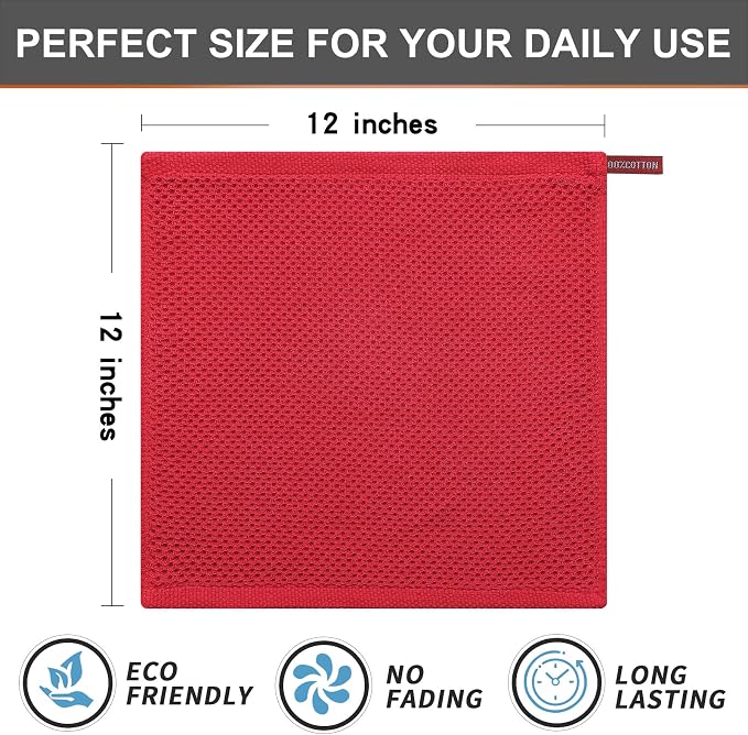Kitinjoy 100% Cotton Kitchen Dish Cloths, 6 Pack Waffle Weave Ultra Soft - Image 5